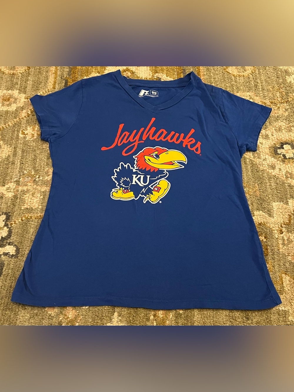 Kansas Jayhawks Russell V Neck Shirt Women’s Size Medium Color Blue